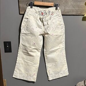 Vintage Y2K Grail Cream Wide-Leg Paint Splatter Pants capris